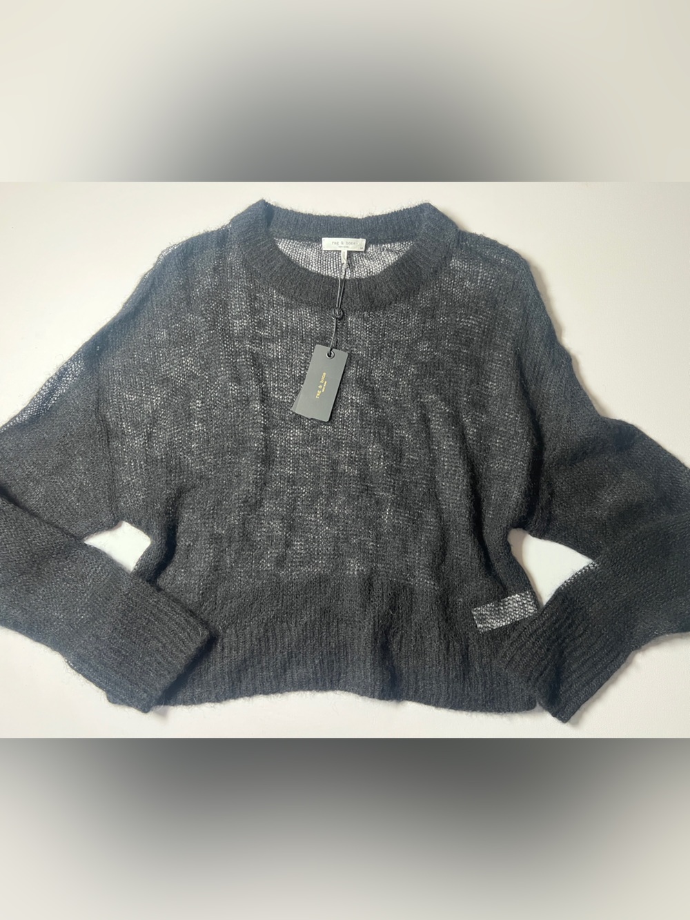 NWT Rag & Bone Black Alpaca Wool Blend Knit Edissa Crewneck Pullover Sweater S